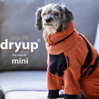 DryUp Body ZIP.FIT Hundebademantel mit Beinen für kleine Hunde in brick rot 30cm