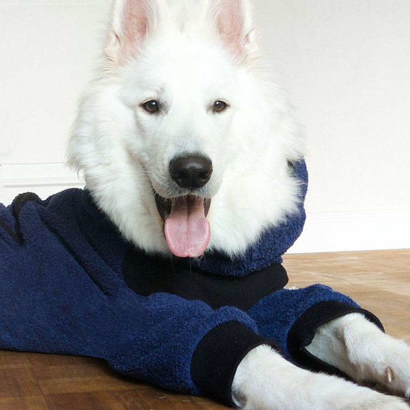 DryUp Body ZIP.FIT BIG Hundebademantel mit Beinen für große Hunde in marine blau