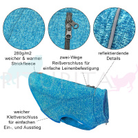 KURGO K9 Core Sweater Hundepullover in Heather Blue hellblau XL