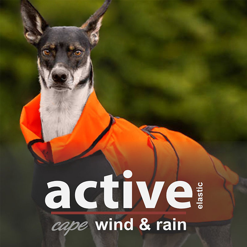 Active Cape Elastic wind & rain Regenmantel für mittelgroße Hunde in orange