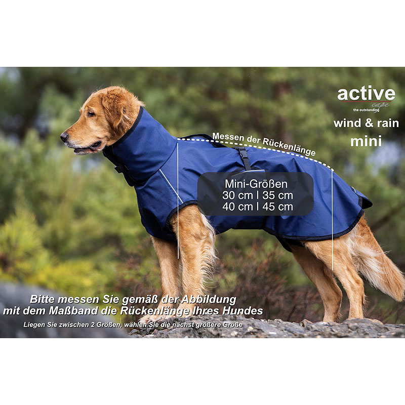 Active Cape Elastic wind & rain MINI Regenmantel für kleine Hunde in orange 45 cm