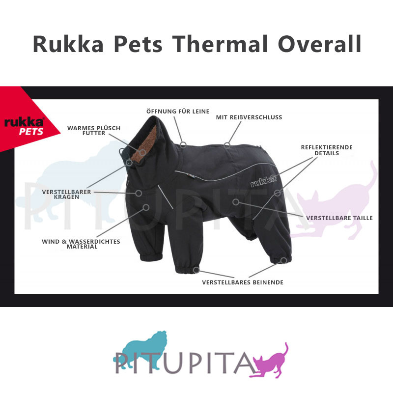 Rukka Pets Wintermantel mit Beinen Thermal Overall 45 burgund rot