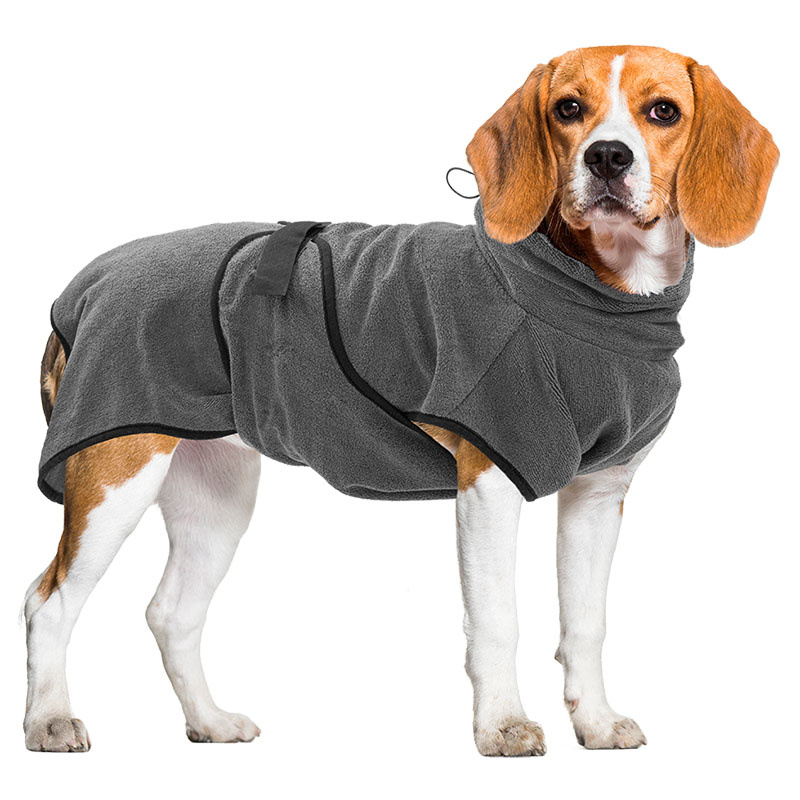 Royal Dry Hundebademantel aus spezieller Mikrofaser in dunkelgrau M 50cm