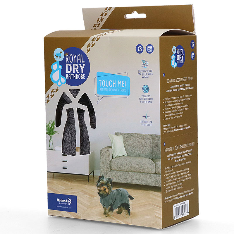 Royal Dry Hundebademantel aus spezieller Mikrofaser in dunkelgrau M 50cm