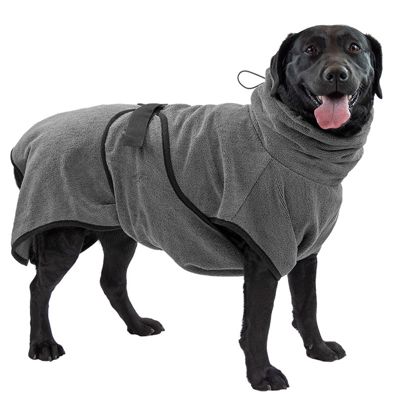 Royal Dry Hundebademantel aus spezieller Mikrofaser in dunkelgrau M 50cm