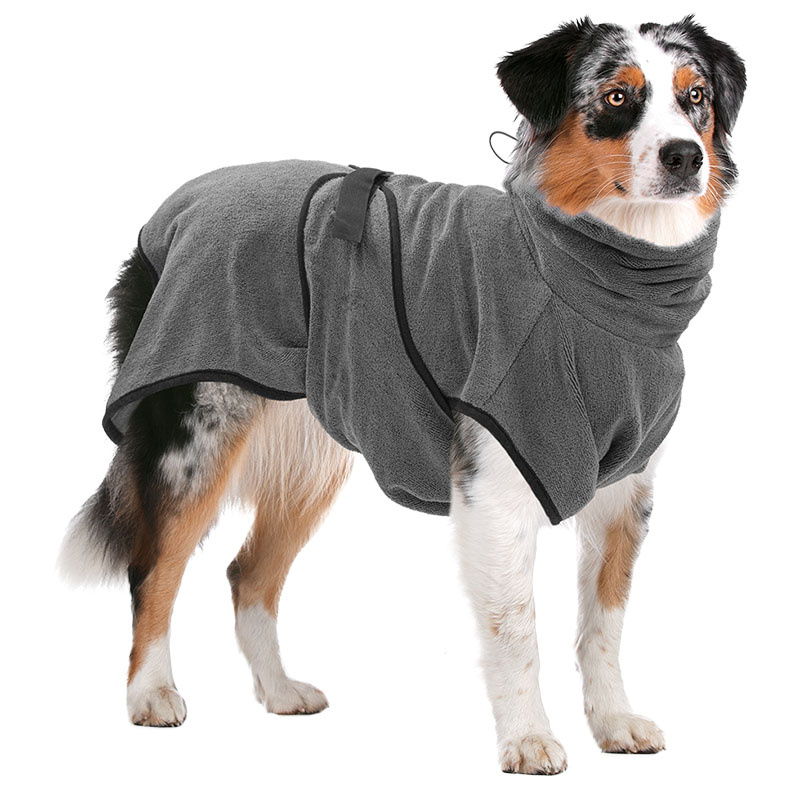 Royal Dry Hundebademantel aus spezieller Mikrofaser in dunkelgrau M 50cm
