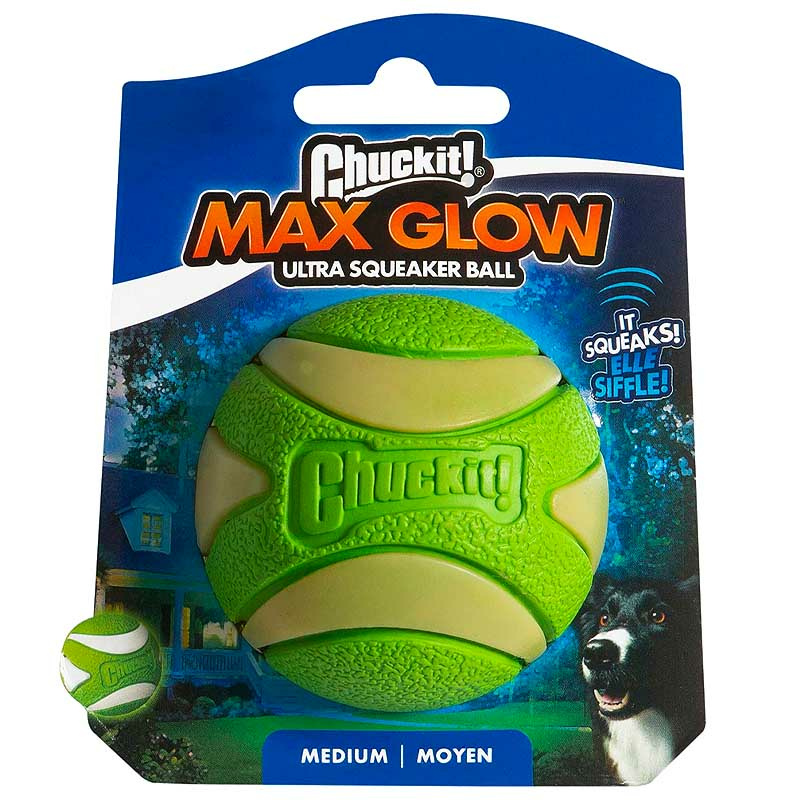 Chuckit Max Glow Ultra Squeaker Ball 6cm