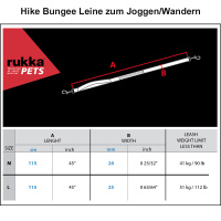Rukka Pets Hike Bungee Leine für Joggen Wandern in schwarz grau 115cm 20 mm