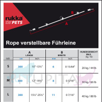 Rukka Pets Rope Leine Führleine verstellbar rund in schwarz M 8 mm ø