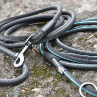 Rukka Pets Grip gummierte Leine Führleine rund in grau türkisblau L 12 mm ø