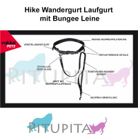 Rukka Pets Hike Wandergurt Laufgurt mit Bungee Leine in rot schwarz M