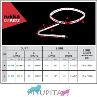 Rukka Pets Hike Wandergurt Laufgurt mit Bungee Leine in rot schwarz M