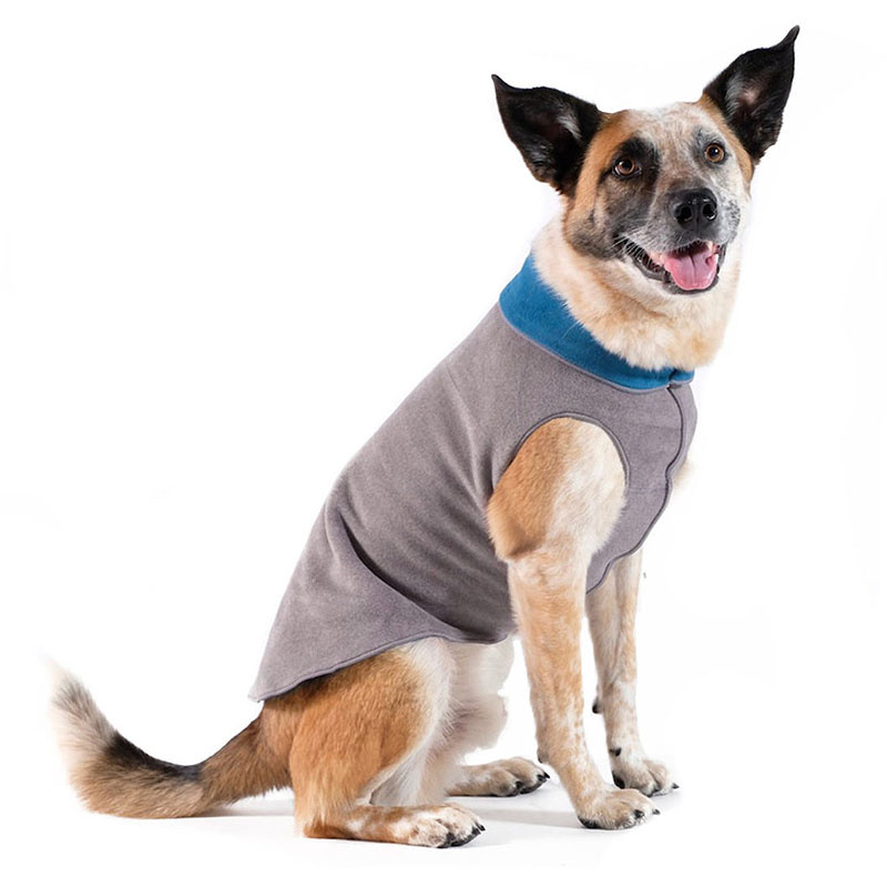 Goldpaw Double Stretch Fleece Hundepullover Wendepullover in grau petrol