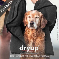 DryUp großes Handtuch aus Frottee-Baumwolle mit Taschen in anthrazit grau