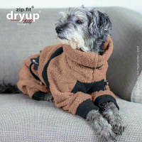 DryUp Body ZIP.FIT Hundebademantel mit Beinen für kleine Hunde in coffee braun 30cm