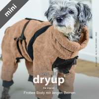 DryUp Body ZIP.FIT Hundebademantel mit Beinen für kleine Hunde in coffee braun 30cm