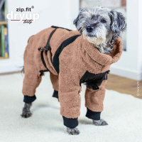 DryUp Body ZIP.FIT Hundebademantel mit Beinen für kleine Hunde in coffee braun 35cm