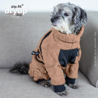 DryUp Body ZIP.FIT Hundebademantel mit Beinen für kleine Hunde in coffee braun 40cm