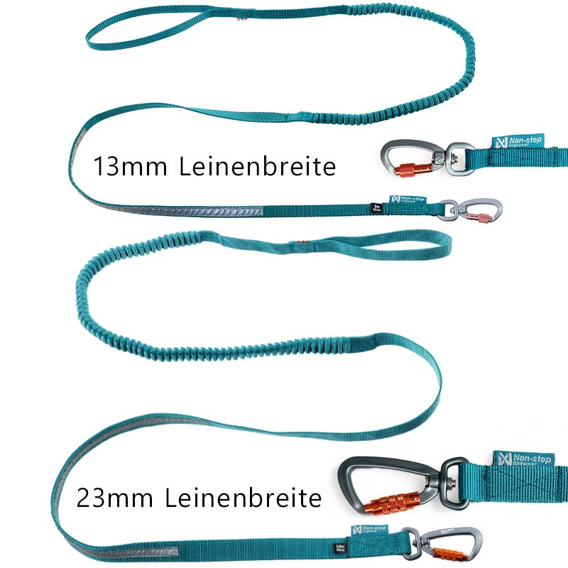 Non-stop dogwear Hundeleine Touring Bungee in teal petrol 2,8m - 13mm