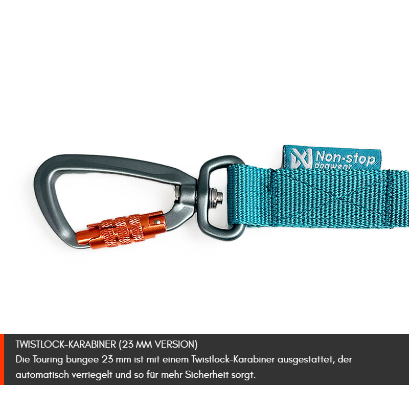 Non-stop dogwear Hundeleine Touring Bungee in teal petrol 2,8m - 13mm