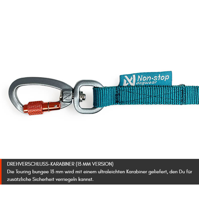 Non-stop dogwear Hundeleine Touring Bungee in teal petrol 1.2m - 23mm