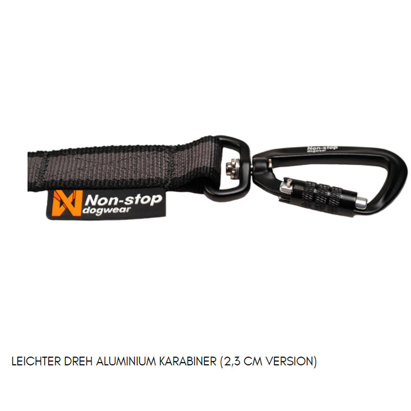 Non-stop dogwear Hundeleine Touring Bungee in schwarz grau 1,2m - 13mm