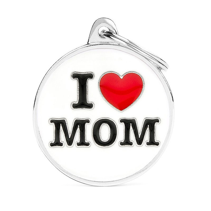 MyFamily Hundemarke Anhänger kleiner Kreis I LOVE MOM mit Gravur