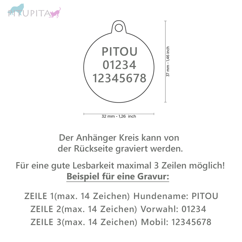 Hundemarke MyFamily Anhänger kleiner Kreis "I love You" inkl. Gravur