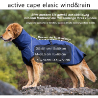 Active Cape Elastic wind & rain Regenmantel für mittelgroße Hunde in dunkelblau S