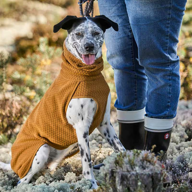 Hurtta Midlayer Eco wärmende Hundejacke Pullover in ocker desert