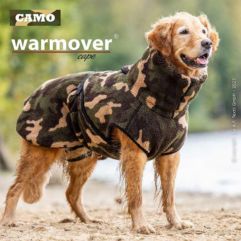 Warmover Cape Pullover für mitelgroße Hunde in camouflage grün