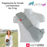 4LazyLegs Tragetasche Tragetuch aus Baumwolle in zwei Größen M Hunde bis 14kg Mineral Greyy hellgrau