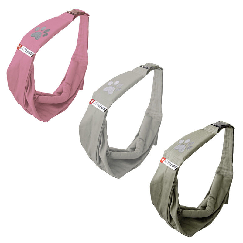 4LazyLegs Tragetasche Tragetuch aus Baumwolle mit Tatze in 3 Farben pink Hunde bis 14kg
