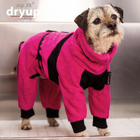 DryUp Body ZIP.FIT Hundebademantel mit Beinen für kleine Hunde in pink 40cm