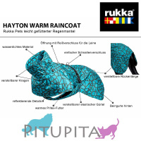 Rukka Pets gefütterter Regenmantel Regenjacke Hayton Warm in aqua blau 25