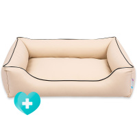 PITUPITA  orthopädisches Hundebett Lewia aus Eco Kunstleder in beige schwarz M