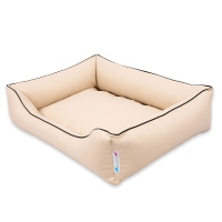 PITUPITA  orthopädisches Hundebett Lewia aus Eco Kunstleder in beige schwarz M