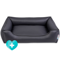 PITUPITA  orthopädisches Hundebett Lewia aus Eco Kunstleder dunkelgrau schwarz L
