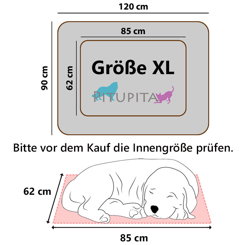 PITUPITA  ERSATZBEZUG für das orthopädisches Hundebett Lewia aus Eco Kunstleder beige XL