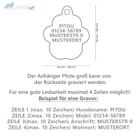 MyFamily Hundemarke Anhänger Pfote schwarz mit Gravur