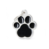 MyFamily Hundemarke Anhänger Pfote schwarz mit Gravur groß 30x35mm