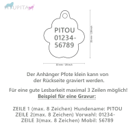 MyFamily Hundemarke Anhänger Pfote weiß mit Gravur