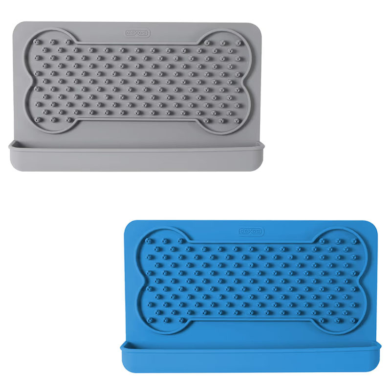 Dexas Snack & Distract Leckmatte Schleckmatte mit Tasche Knochen