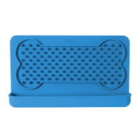 Dexas Snack & Distract Leckmatte Schleckmatte mit Tasche Knochen BLAU