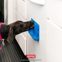 Dexas Snack & Distract Leckmatte Schleckmatte mit Tasche Knochen BLAU