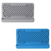 Dexas Snack & Distract Leckmatte Schleckmatte mit Tasche Knochen BLAU