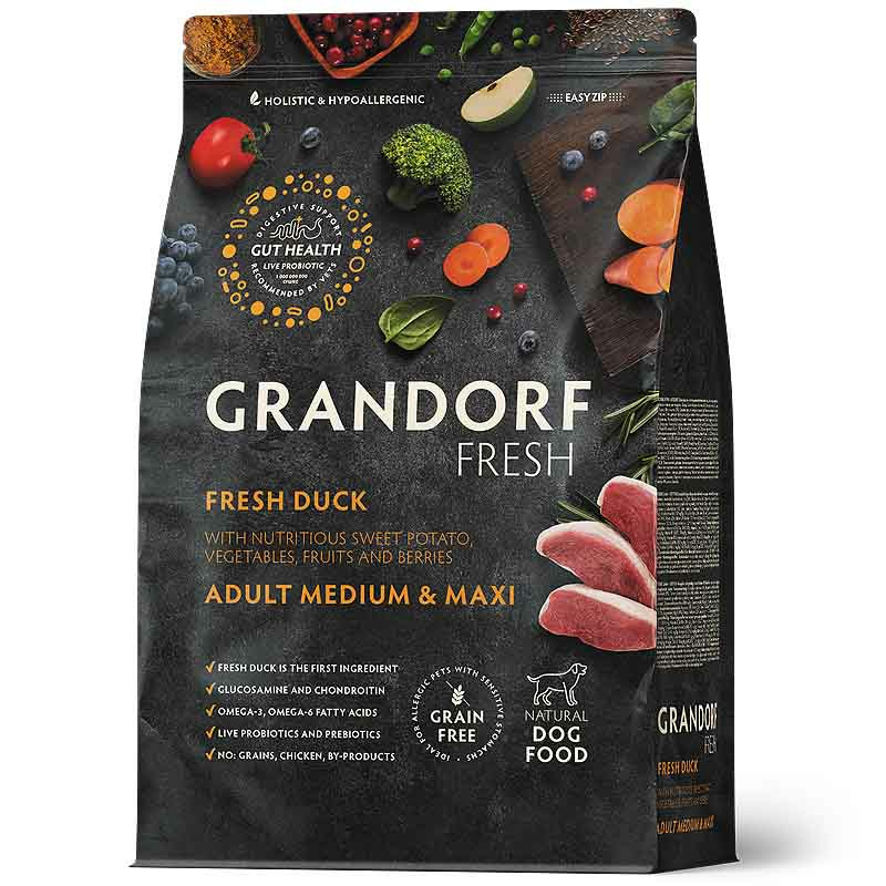 Grandorf Fresh Ente Trockenfutter mit Süßkartoffeln für erwachsene Hunde 3 kg