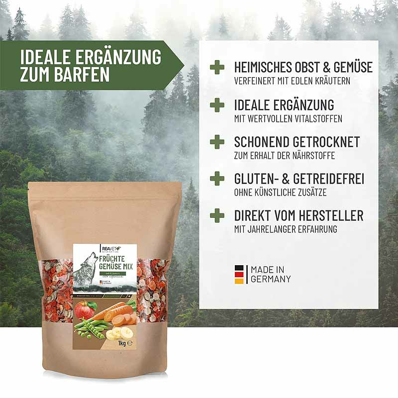 REAVET Früchte Gemüse Mix Flocken reines Naturprodukt