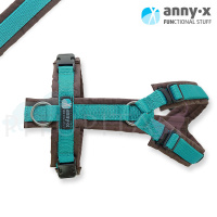 AnnyX Brustgeschirr Hundegeschirr Fun braun-petrol XXS Steg lang 19,5cm