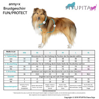 AnnyX Brustgeschirr Hundegeschirr Fun braun-petrol XS Steg kurz 16,5